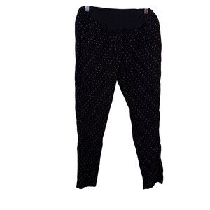 Motherhood Maternity Black Polka Dot Stretch Waist Pants L